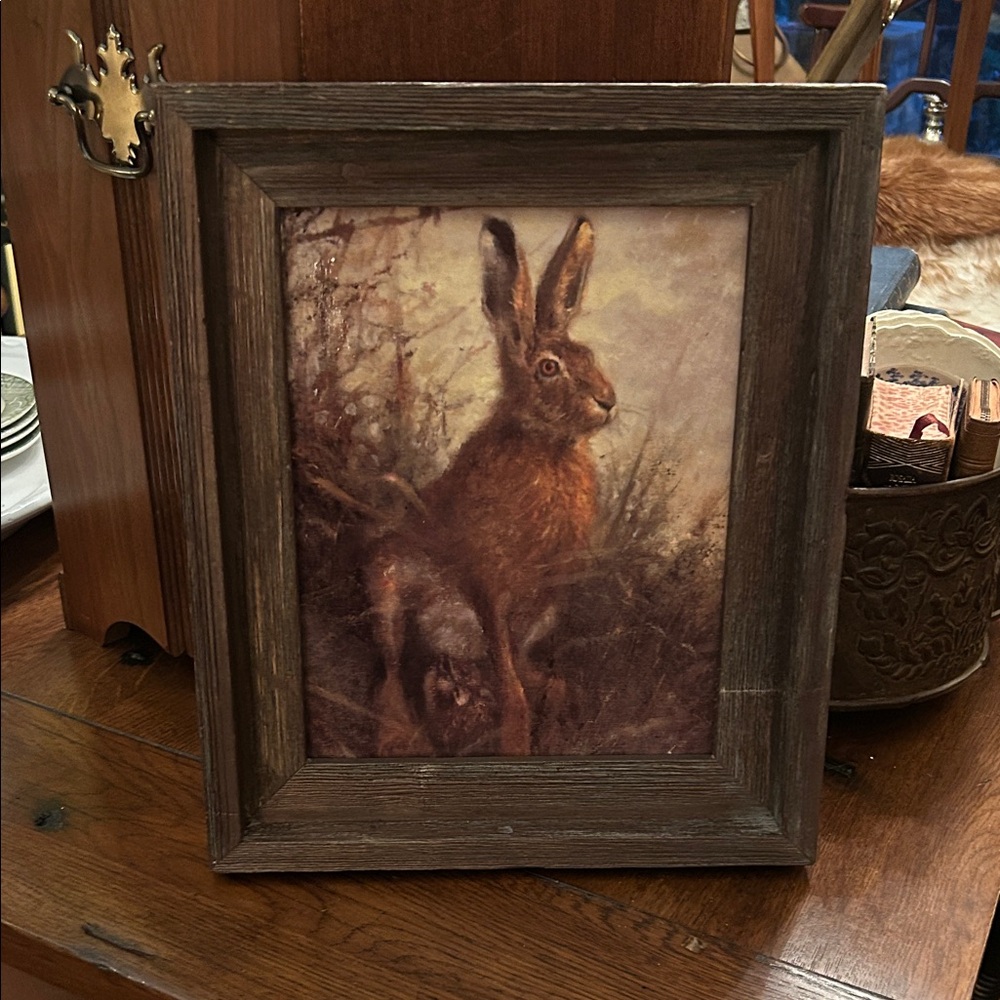 Rustic Brown Framed Rabbit Fine Art Print - Picture 4 of 7